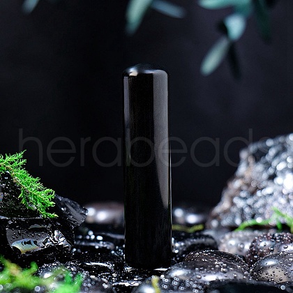 Natural Obsidian Column Display Decorations PW-WG55221-03-1