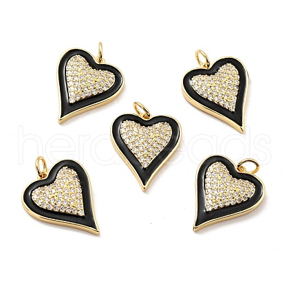 Rack Plating Brass Micro Pave Clear Cubic Zirconia Pendants KK-E015-32G-1