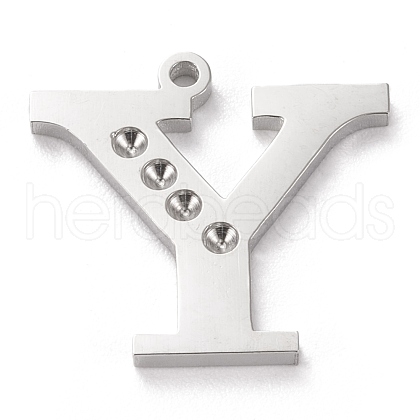 Tarnish Resistant 304 Stainless Steel Letter Pendant Rhinestone Settings STAS-J028-01Y-1