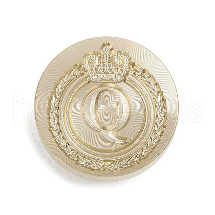 Golden Tone Crown Initial Wax Seal Brass Stamp Heads AJEW-A065-01Q-1