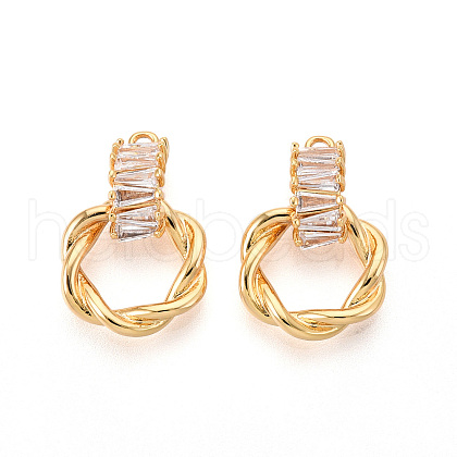 Brass Micro Pave Cubic Zirconia Pendants KK-N263-30G-1