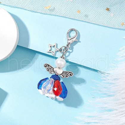 Angel Glass Beaded Pendant Decorations HJEW-MZ00201-01-1