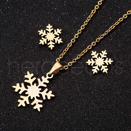 201 Stainless Steel Pendant Necklaces & Stud Earrings Sets FS-WGB00D6-01-1
