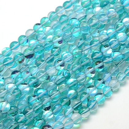 Synthetic Moonstone Beads Strands G-F143-8mm-07-1