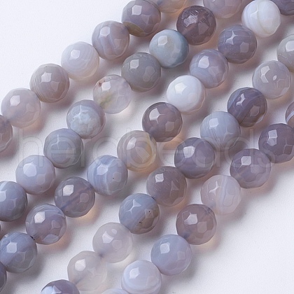 Natural Banded Agate Beads Strands G-G754-02-10mm-1
