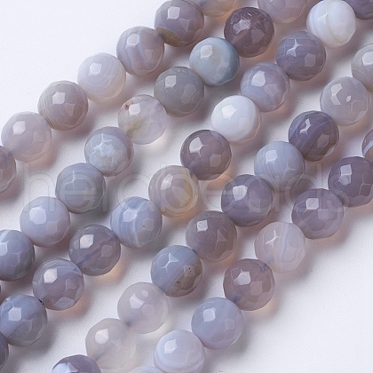 Natural Banded Agate Beads Strands G-G754-02-10mm-1