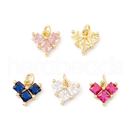 Rack Plating Brass Micro Pave Cubic Zirconia Charms ZIRC-I057-25G-1