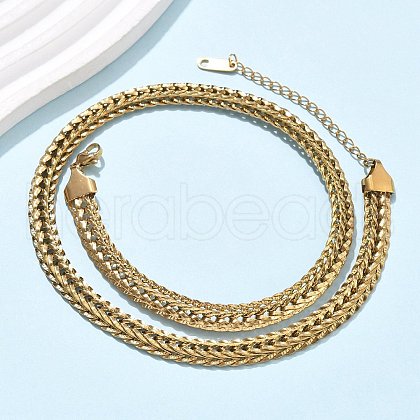 7.5MM 304 Stainless Steel Wheat Chain Necklaces for Women NJEW-C083-02G-1