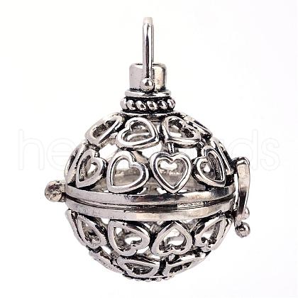 Rack Plating Brass Cage Pendants KK-S751-013AS-1