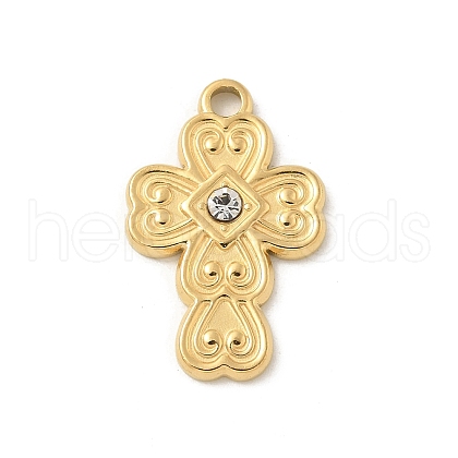 304 Stainless Steel Rhinestone Pendants STAS-I322-35G-01-1