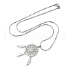 Bohemian 304 Stainless Steel Snowflake Woven Web/Net with Feather Pendant Necklaces NJEW-P327-07P-A-4