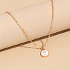 Alloy White Enamel Disc with Initial Pendant Necklaces for Women WG552C5-06-1