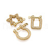 4Pcs 4 Style Brass Micro Pave Clear Cubic Zirconia D-Ring Anchor Shackle Clasps ZIRC-PJ0001-02-12