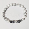 8mm Natural Howlite Round Beaded Stretch Bracelets for Women Men CN5294-2-1