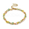 304 Stainless Steel Enamel Colorful Oval Cross Chain Bracelets BJEW-B079-02G-1