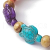 Beach Turtle Dye Synthetic Turquoise Beaded Stretch Barcelets BJEW-JB10297-01-3