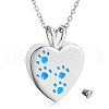 316L Surgical Stainless Steel Heart with Paw Print Urn Ashes Pendant Necklace with Enamel NJEW-SZ0001-61D-1