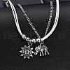 Bohemian Sun & Elephant Alloy Charm 3 Layer Anklets WGD5159-01-1