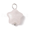 Natural Rose Quartz Star Charms with Brass Loops PALLOY-JF02733-02-1