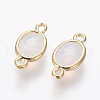 Oval Faceted Golden Brass Opalite Links connectors GLAA-O014-29G-2