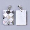 Single-Sided Natural Black Lip Shell and White Shell Pendants SSHEL-N034-31B-2