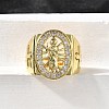 Adjustable Brass Micro Pave Cubic Zirconia Cuff Rings for Women RJEW-F181-05G-3