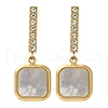 Ion Plating(IP) 304 Stainless Steel Inlay Rhinestone & Natural Shell Beads Stud Earrings for Women EJEW-M024-01A-G-1