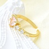 Brass Micro Pave Cubic Zirconia Open Cuff Rings for Women RJEW-F179-03G-5