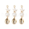 Dyed Synthetic Turquoise Starfish & Electroplated Shell & Imitation Pearl Big Pendants PALLOY-JF03900-1