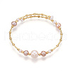 Brass Natural Fresh Water Pearl Beaded Bracelets for Women BJEW-T022-10G-2