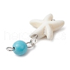 Dyed Round Synthetic Turquoise & Natural Mixed Shell Pendants PALLOY-JF03811-5