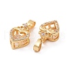 Brass Micro Pave Clear Cubic Zirconia Pendants KK-E068-VC286-3