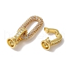 Oval Rectangle Rack Plating Brass Micro Pave Clear Cubic Zirconia Fold Over Clasps KK-A225-13G-2