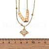 304 Stainless Steel Crystal Rhinestone Flower Pendant Double Layer Necklaces NJEW-R026-07G-5