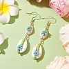 Cowrie Shell Flower Dangle Earrings EJEW-MZ00250-03-2