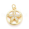 Brass Micro Pave Clear Cubic Zirconia Pendants KK-N268-74G-1
