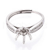 Rhodium Plated 925 Sterling Silver Micro Pave Cubic Zirconia Solitaire Ring Settings STER-T008-22P-2