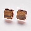 Natural Tiger Eye Stud Earrings EJEW-F139-A02-3