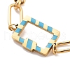 Golden Tone 304 Stainless Steel Enamel Rectangle Link Chain Bracelets for Women BJEW-K249-03G-01-2
