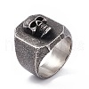 Skull 304 Stainless Steel Finger Ring RJEW-F137-02AS-1