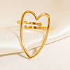 Hollow Heart 304 Stainless Steel Adjustable Open Cuff Rings for Women RJEW-M103-01C-G-1