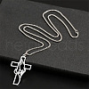 Hollow Cut Cross with Praying Hand 201 Stainless Steel Pendant Necklaces for Men FS-WG70CE0-01-3