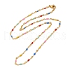 Colorful Enamel Oval & Dapped Link Chain Necklace NJEW-Q315-01G-1