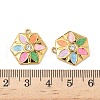 304 Stainless Steel Enamel Rhinestone Flower Pendants STAS-U057-04G-02B-3