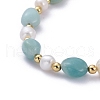 Natural Amazonite Beaded Bracelets BJEW-JB05265-03-2