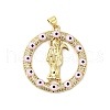 Rack Plating Brass Micro Pave Clear Cubic Zirconia Pendants ZIRC-I059-12G-2