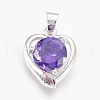 Brass Micro Pave Cubic Zirconia Pendants ZIRC-F089-02P-B-1