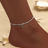 Flat Round Alloy Olivine Rhinestone Charm Anklets for Women FS-WGFFC1B-08-1