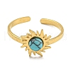 Ion Plating(IP) 304 Stainless Steel Synthetic Turquoise Cuff Rings G-Z056-01G-03-2