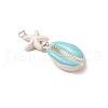 2Pcs 2 Colors Cowrie Shell Enamel & Synthetic Turquoise Starfish Pendants PALLOY-JF03406-4